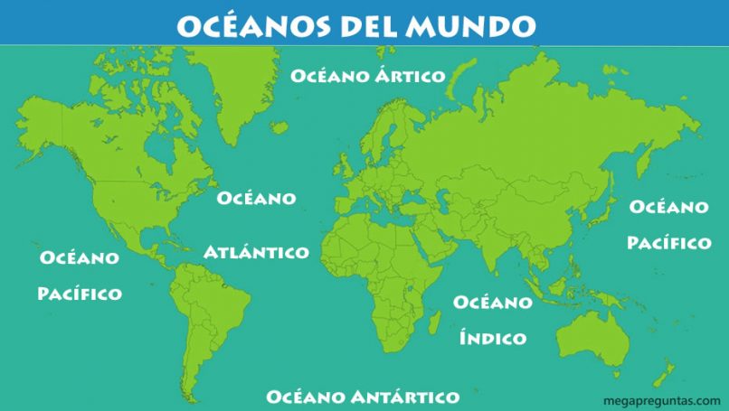 Mapa de los océanos del mundo